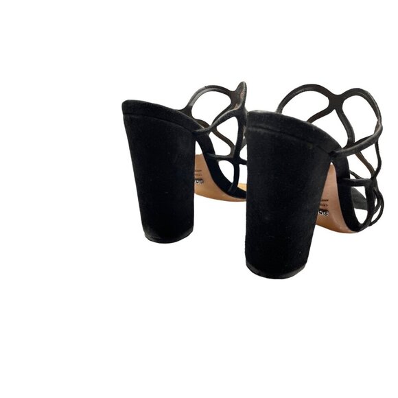 Schutz Black Caged Open Toe Block Heel Shoes Sz 8.5 - Picture 5 of 8